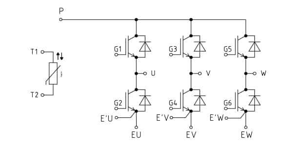 Schéma du circuit d'application - Infineon Technologies Module EasyPACK™ FS75R17W2E4P_B11